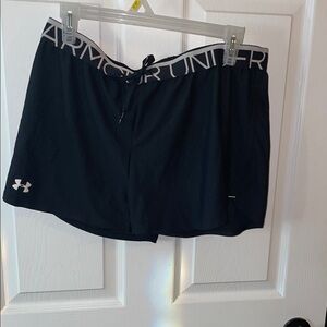 Under Armour Black Athletic Shorts with White Logo Trim